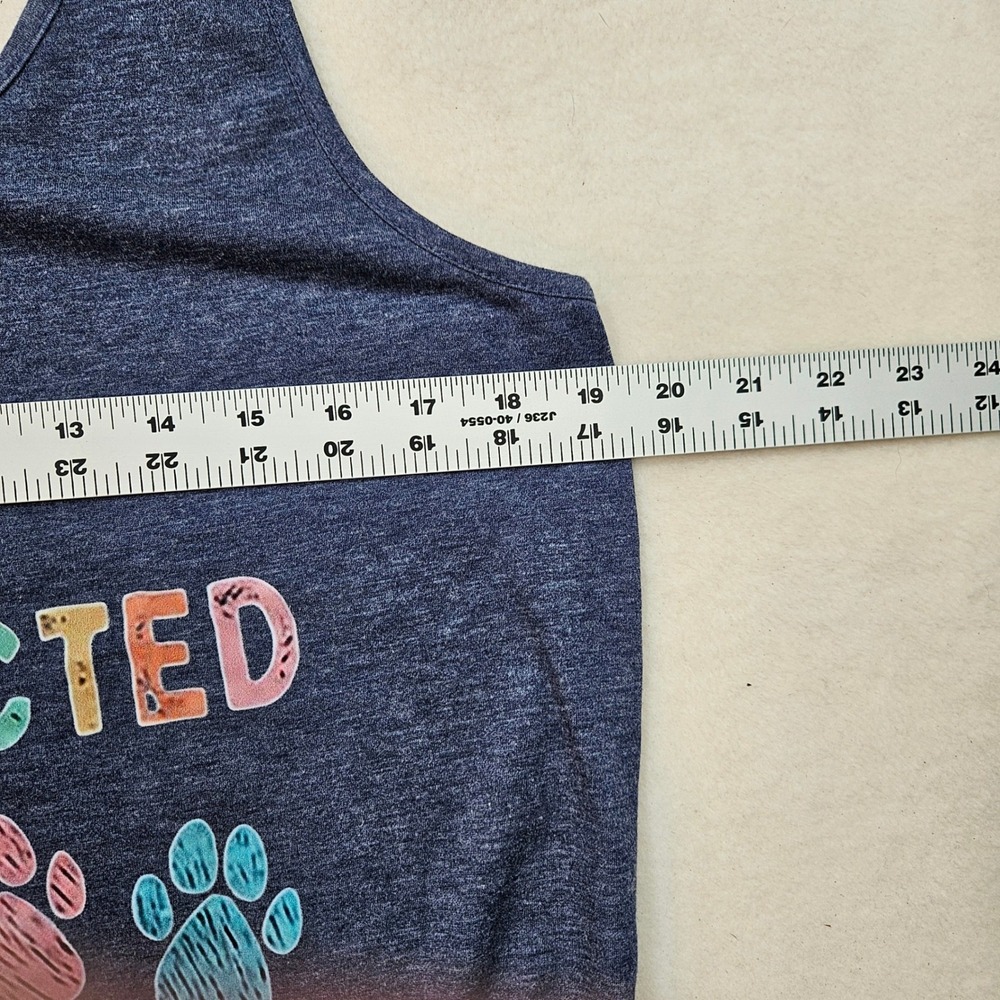 Unbranded Graphic Tank Top Womens Large Blue Excellent Easily Distracted By Dogs - Picture 3 of 5